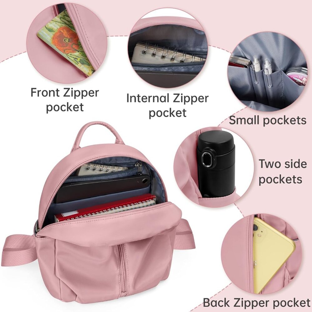 Adjustable Strap Pink Mini Backpack - Lightweight… - image 3